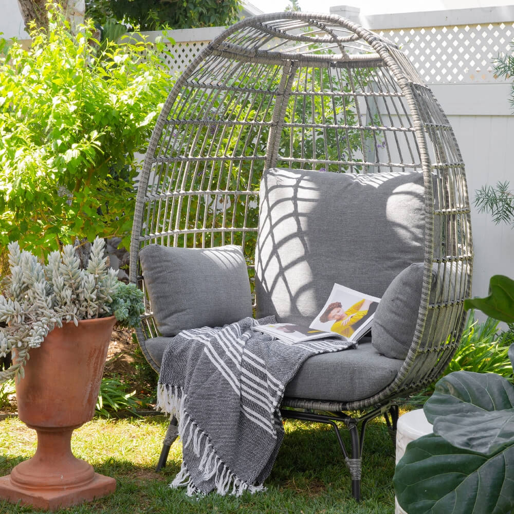 Oversized egg wicker chair