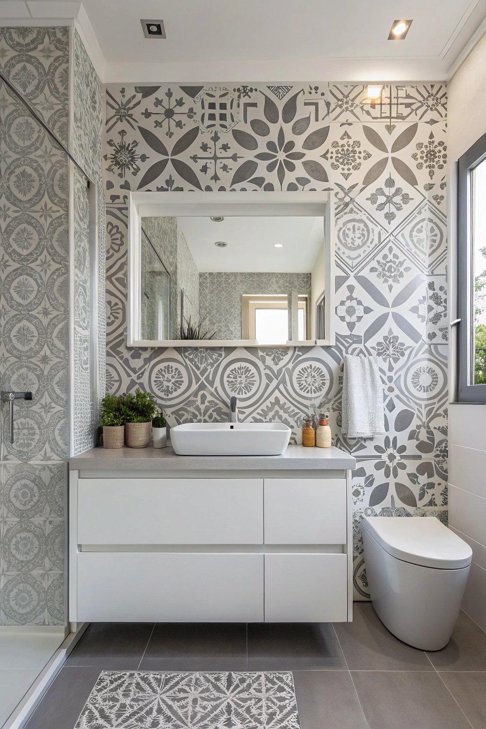 Grey Geometric Tile Design