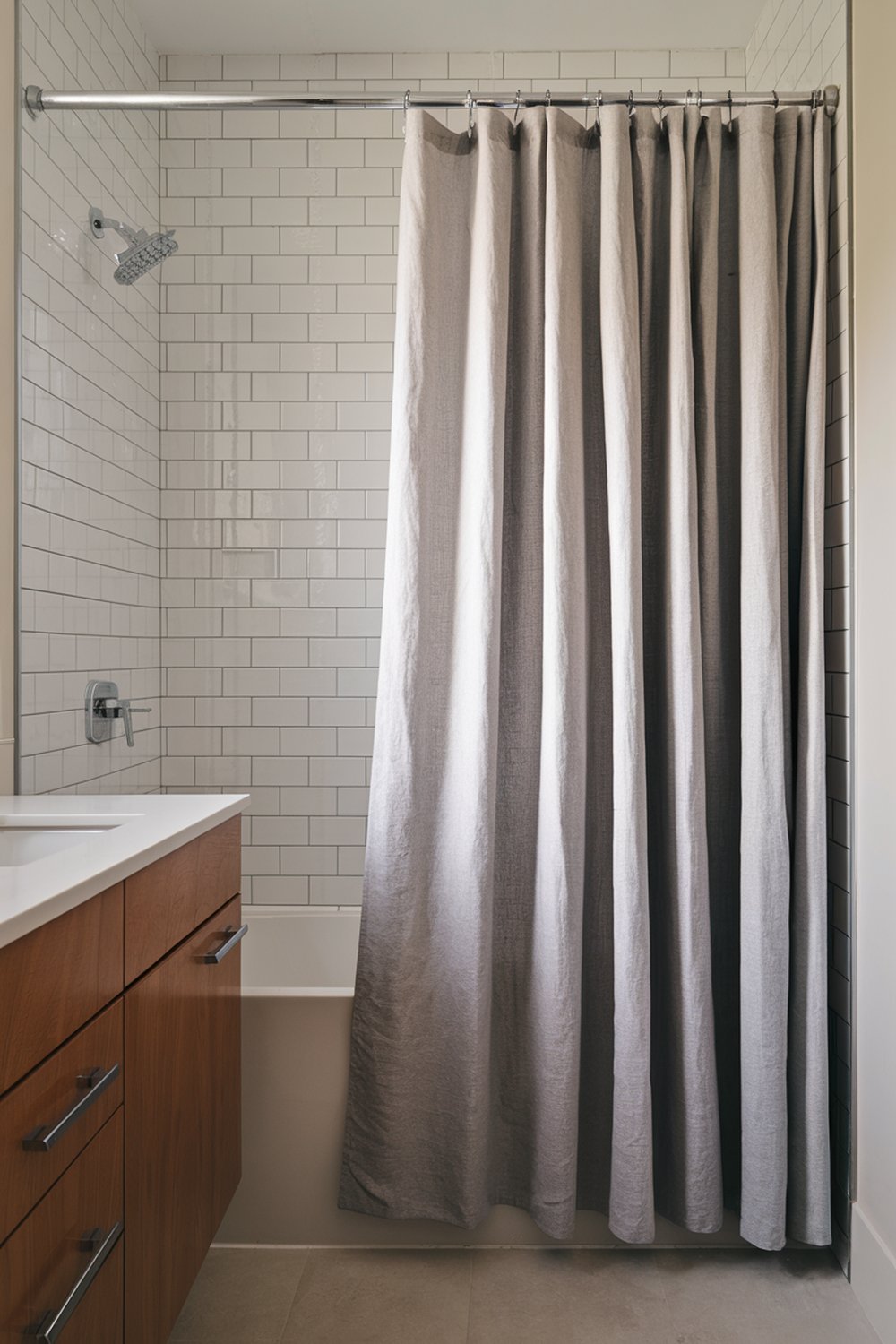 Grey Linen Shower Curtain