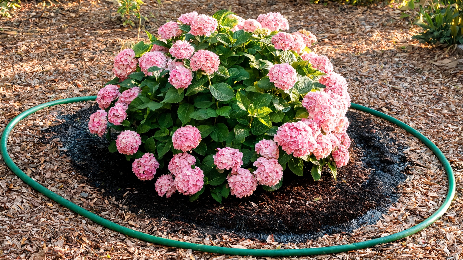 Hose at a hydrangea